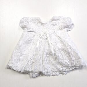 Vintage Dress Baby Girls Size 12m White Lace
